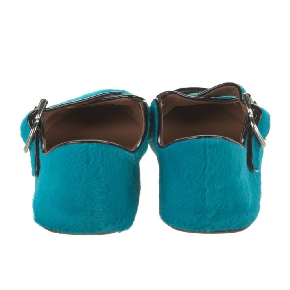 Alaia cross cross calf hair ballet flats turquoise blue size 40 EU / 10 US - Picture 4 of 16